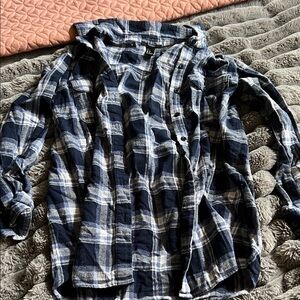 J. Crew Navy and White Plaid Casual Shirt